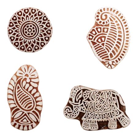 Set of 4 Piece New Mix Wooden Printing Block